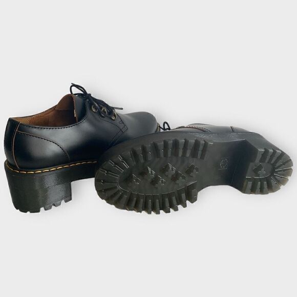 Dr. Martens Leona Lo Black Platform Heeled Oxford Shoes Womens size 8 New - Picture 10 of 12